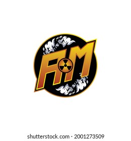 AM Logo Monogram Gaming with Gas Shape designs template vector icon modern