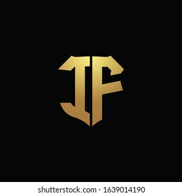 IF logo monogram with gold colors and shield shape design template