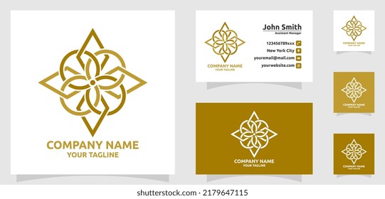 Logo-monogramm goldene quadratische Immobilienfirma