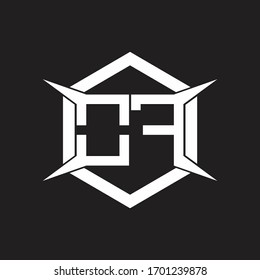 OF Logo monogram with hexagon and four taper shape design template