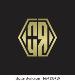 OR Logo-Monogramm mit hexagonaler, abgerundeter Design-Vorlage mit goldener Farbe