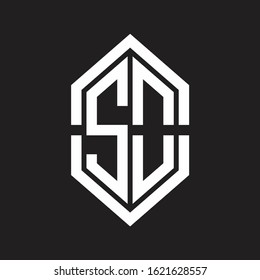 SO Logo monogram with hexagon shape and outline slice style with black and white