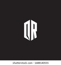 OR Logo monogram with hexagon shape style design template isolated on black background