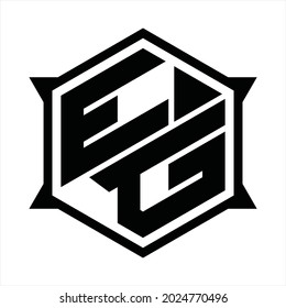 EG Logo monogram with hexagon and sharp shape design template