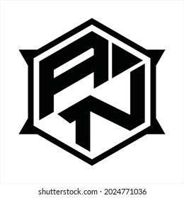 AN Logo monogram with hexagon and sharp shape design template