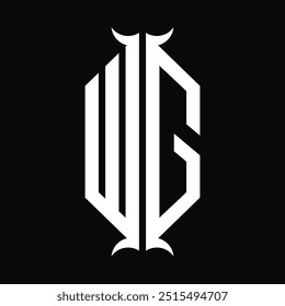 Logo monogram hexagon shield with horn shape design template