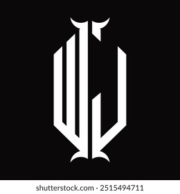Escudo del hexágono del monograma del logotipo con la Plantilla del diseño de la forma del cuerno