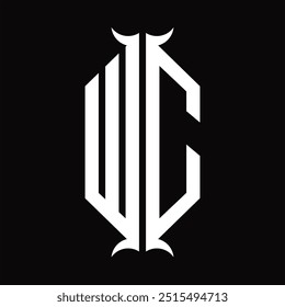 Logo monogram hexagon shield with horn shape design template