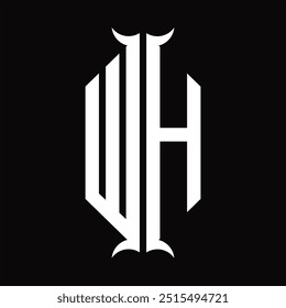 Logo monogram hexagon shield with horn shape design template