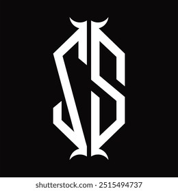 Escudo hexágono do monograma do logotipo com modelo do projeto da forma da buzina