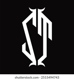 Escudo del hexágono del monograma del logotipo con la Plantilla del diseño de la forma del cuerno