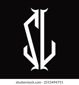 Escudo del hexágono del monograma del logotipo con la Plantilla del diseño de la forma del cuerno