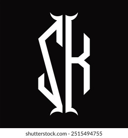 Logo Monogramm Hexagon Schild mit Horn Form Design-Vorlage