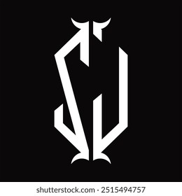 Logo monogram hexagon shield with horn shape design template