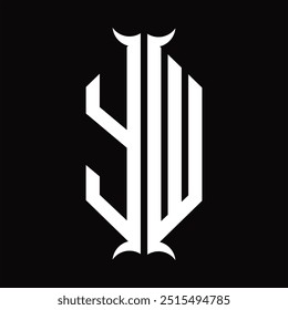 Escudo del hexágono del monograma del logotipo con la Plantilla del diseño de la forma del cuerno
