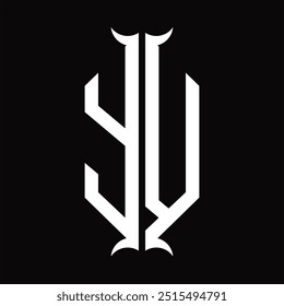 Escudo del hexágono del monograma del logotipo con la Plantilla del diseño de la forma del cuerno