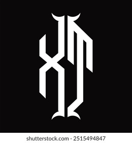 Escudo del hexágono del monograma del logotipo con la Plantilla del diseño de la forma del cuerno