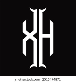 Escudo del hexágono del monograma del logotipo con la Plantilla del diseño de la forma del cuerno