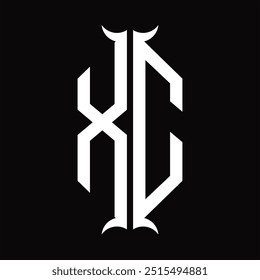 Escudo del hexágono del monograma del logotipo con la Plantilla del diseño de la forma del cuerno