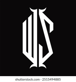 Escudo del hexágono del monograma del logotipo con la Plantilla del diseño de la forma del cuerno