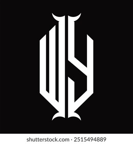 Logo monogram hexagon shield with horn shape design template