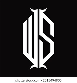 Logo Monogramm Hexagon Schild mit Horn Form Design-Vorlage