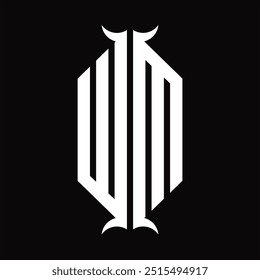Logo monogram hexagon shield with horn shape design template