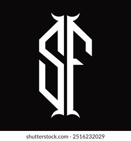 Escudo hexágono do monograma do logotipo com modelo do projeto da forma da buzina