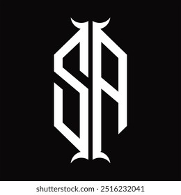 Escudo del hexágono del monograma del logotipo con la Plantilla del diseño de la forma del cuerno