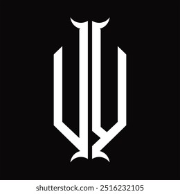 Logo monogram hexagon shield with horn shape design template