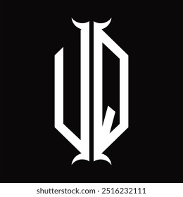 Logo monogram hexagon shield with horn shape design template