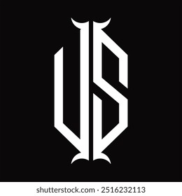 Escudo del hexágono del monograma del logotipo con la Plantilla del diseño de la forma del cuerno