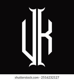 Escudo hexágono do monograma do logotipo com modelo do projeto da forma da buzina