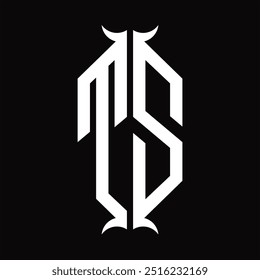 Escudo del hexágono del monograma del logotipo con la Plantilla del diseño de la forma del cuerno