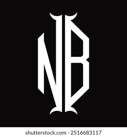 Escudo del hexágono del monograma del logotipo con la Plantilla del diseño de la forma del cuerno