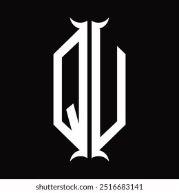 Escudo del hexágono del monograma del logotipo con la Plantilla del diseño de la forma del cuerno
