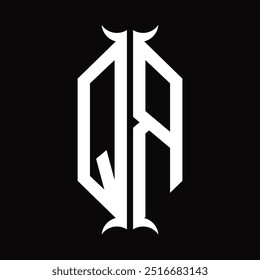 Escudo del hexágono del monograma del logotipo con la Plantilla del diseño de la forma del cuerno
