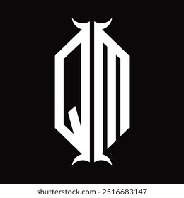 Logo Monogramm Hexagon Schild mit Horn Form Design-Vorlage
