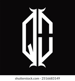 Logo monogram hexagon shield with horn shape design template