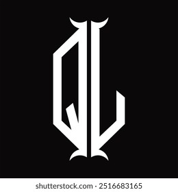 Escudo hexágono do monograma do logotipo com modelo do projeto da forma da buzina