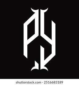 Logo monogram hexagon shield with horn shape design template