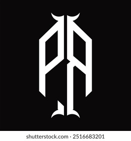 Escudo del hexágono del monograma del logotipo con la Plantilla del diseño de la forma del cuerno