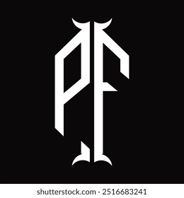 Escudo del hexágono del monograma del logotipo con la Plantilla del diseño de la forma del cuerno