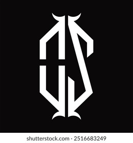 Logo monogram hexagon shield with horn shape design template