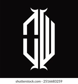Logo monogram hexagon shield with horn shape design template