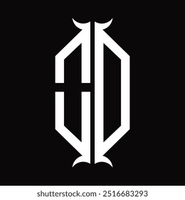 Logo monogram hexagon shield with horn shape design template