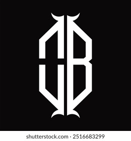 Escudo del hexágono del monograma del logotipo con la Plantilla del diseño de la forma del cuerno