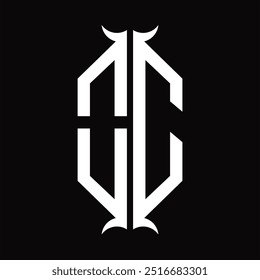 Logo monogram hexagon shield with horn shape design template