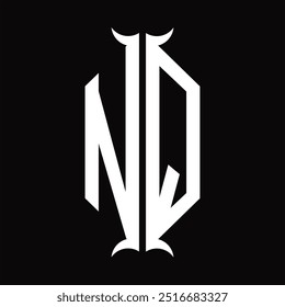 Escudo del hexágono del monograma del logotipo con la Plantilla del diseño de la forma del cuerno