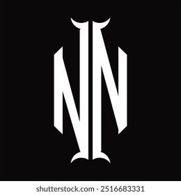 Escudo del hexágono del monograma del logotipo con la Plantilla del diseño de la forma del cuerno